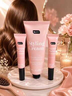 🌸B.PURE STYLING CREAM & FLY AWAY WAND SMOOTH STYLING 3-PIECE SET